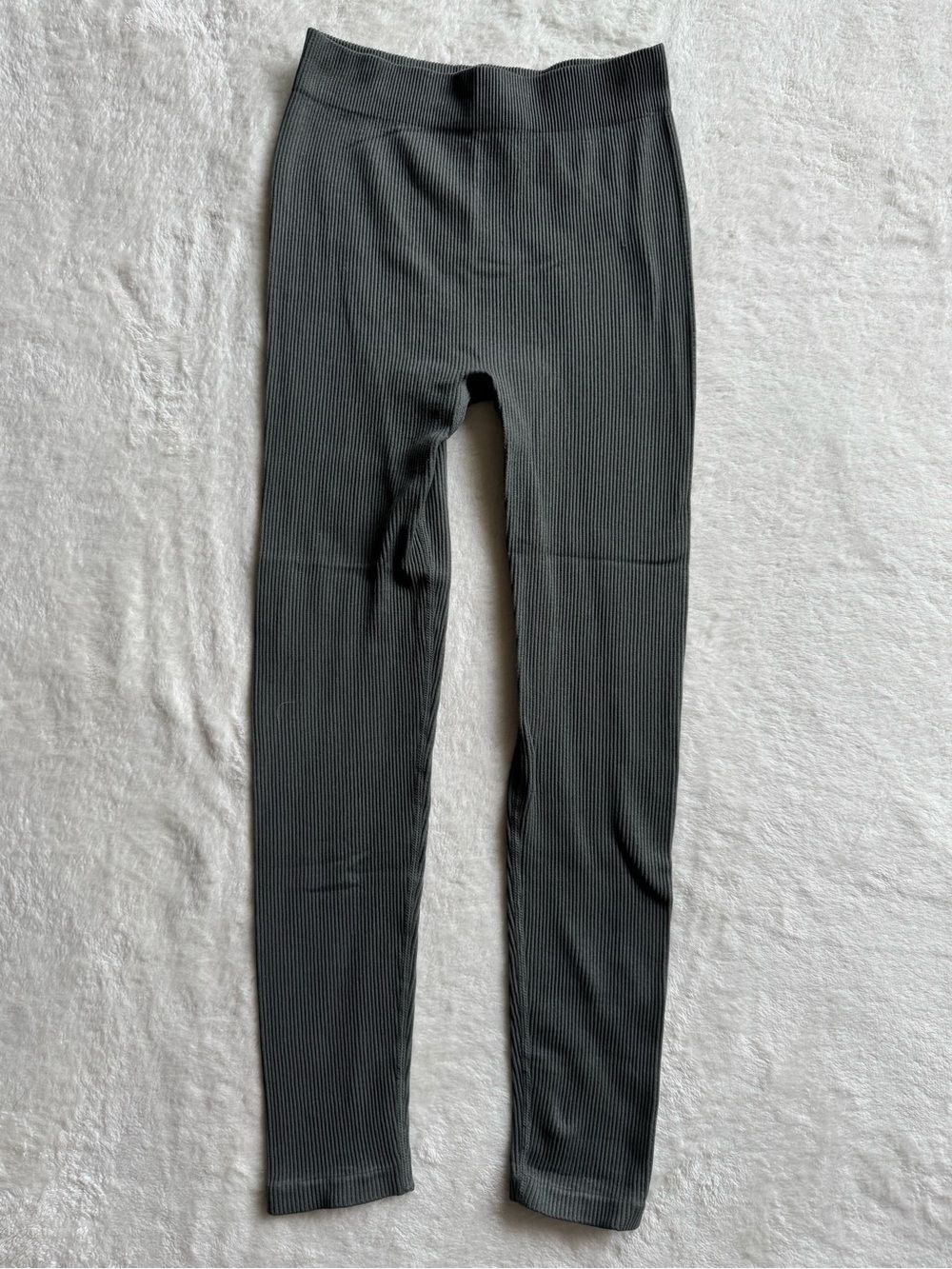 Zara Limitless Contour Seamless Ribbed Leggings Gray M-L High Rise